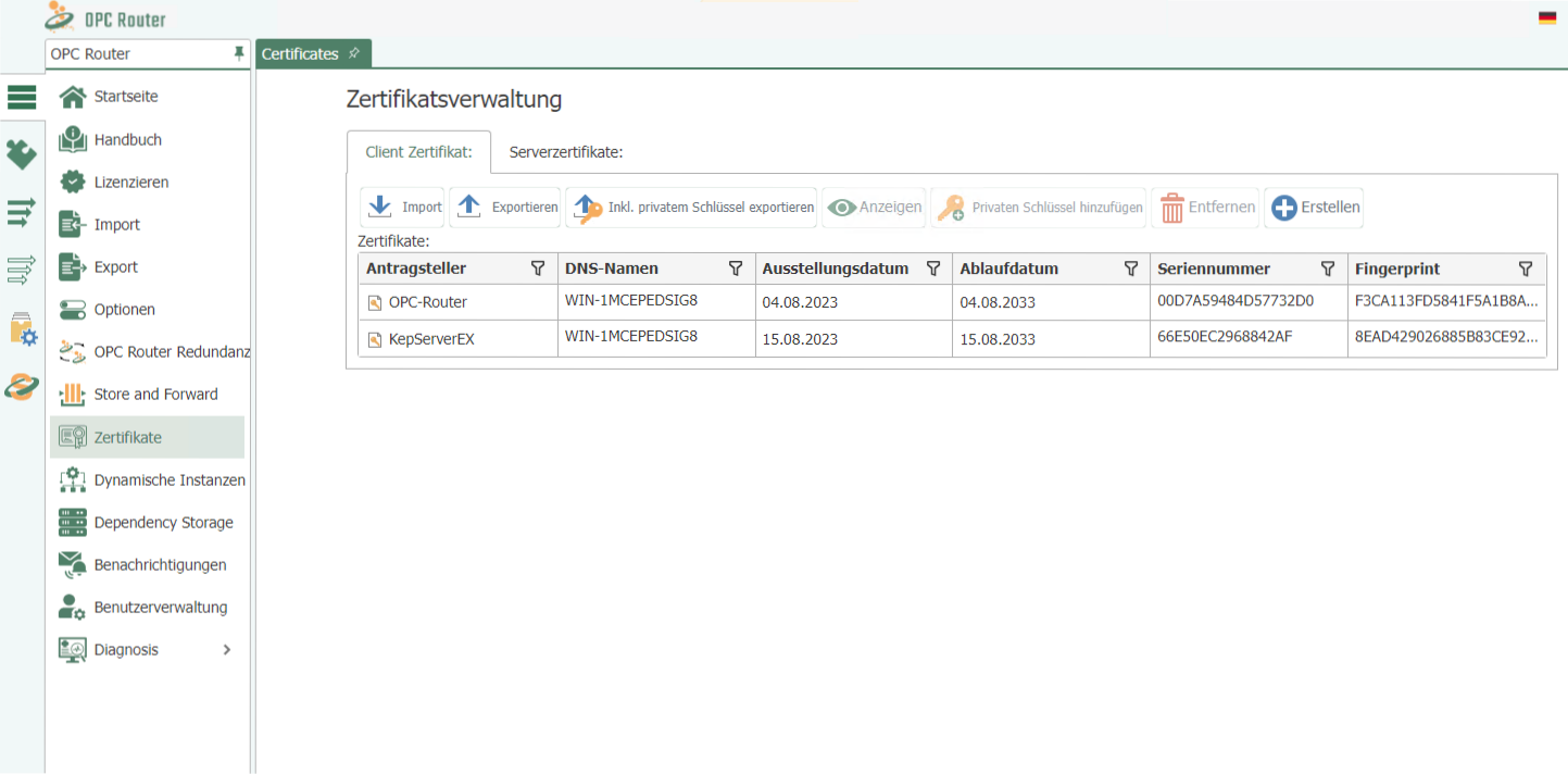 Certificate management