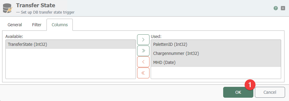 Column selection in the TransferStatus trigger