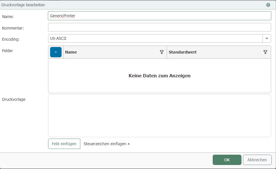 Print template for the generic printer