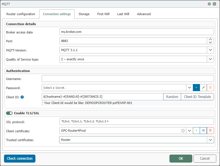 MQTT Plug-in, Connection Options