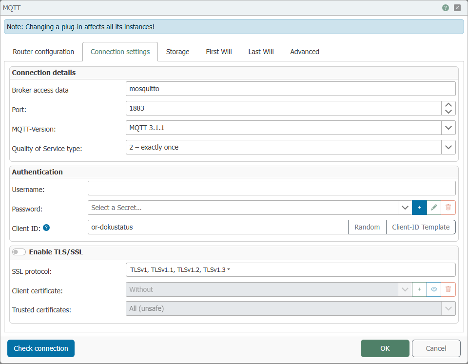 MQTT Plug-in, Connection Options