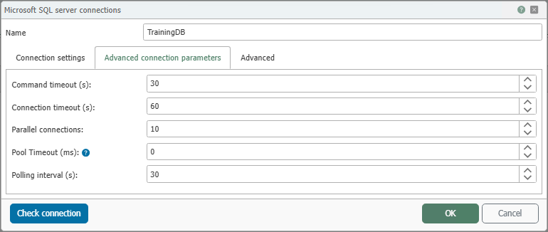 Advanced Connection Parameters Configuration