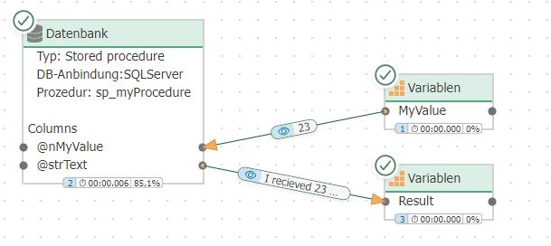 Configuration of a stored procedure in the OPC Router