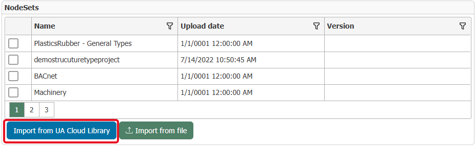 Button to import from the UA Cloud Library