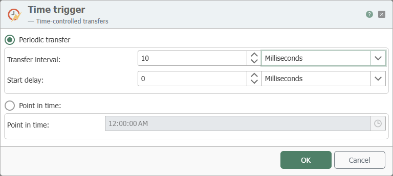 Time Trigger with periodic transfer every 10 seconds