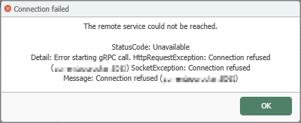 Connection failed due to unreachable port