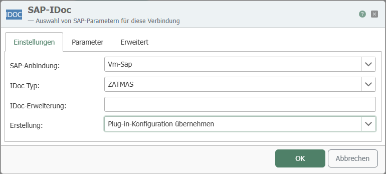 SAP IDoc Transfer Object – Settings