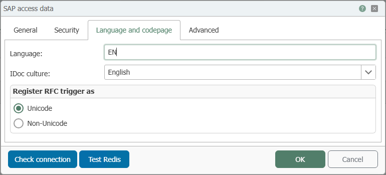 SAP® Plug-In – Language and Code Pages Tab