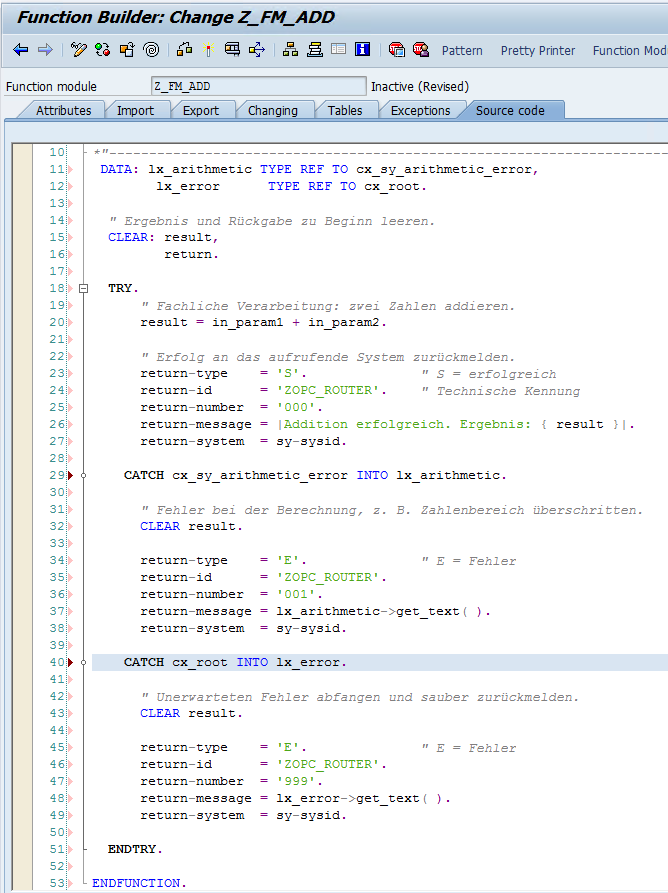 Function Module Z_FM_ADD – Source Code