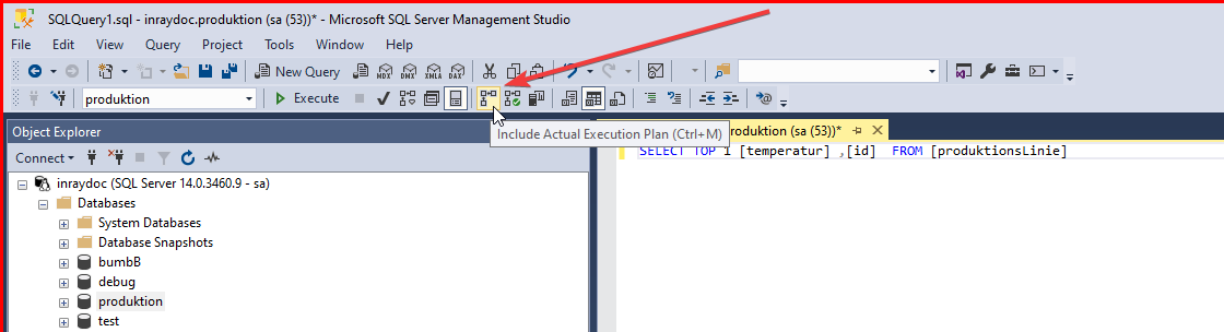 New query with execution plan enabled