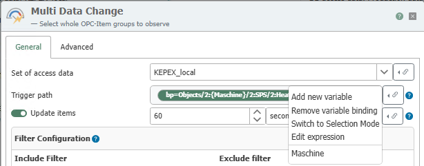 Context menu for creating, inserting, and editing a template variable